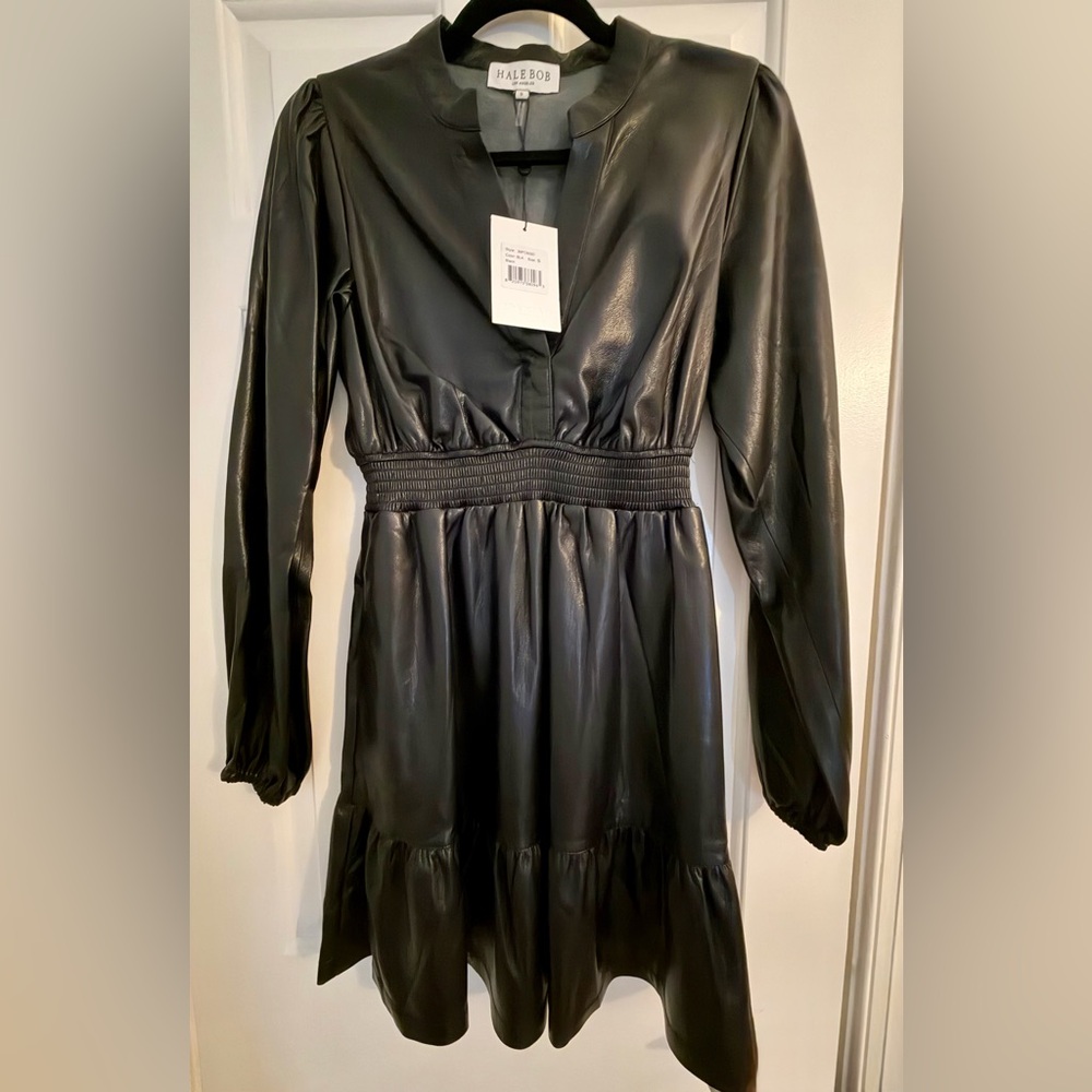 Hale Bob Emily Smocked Vegan Leather Dress - Picture 4 of 6